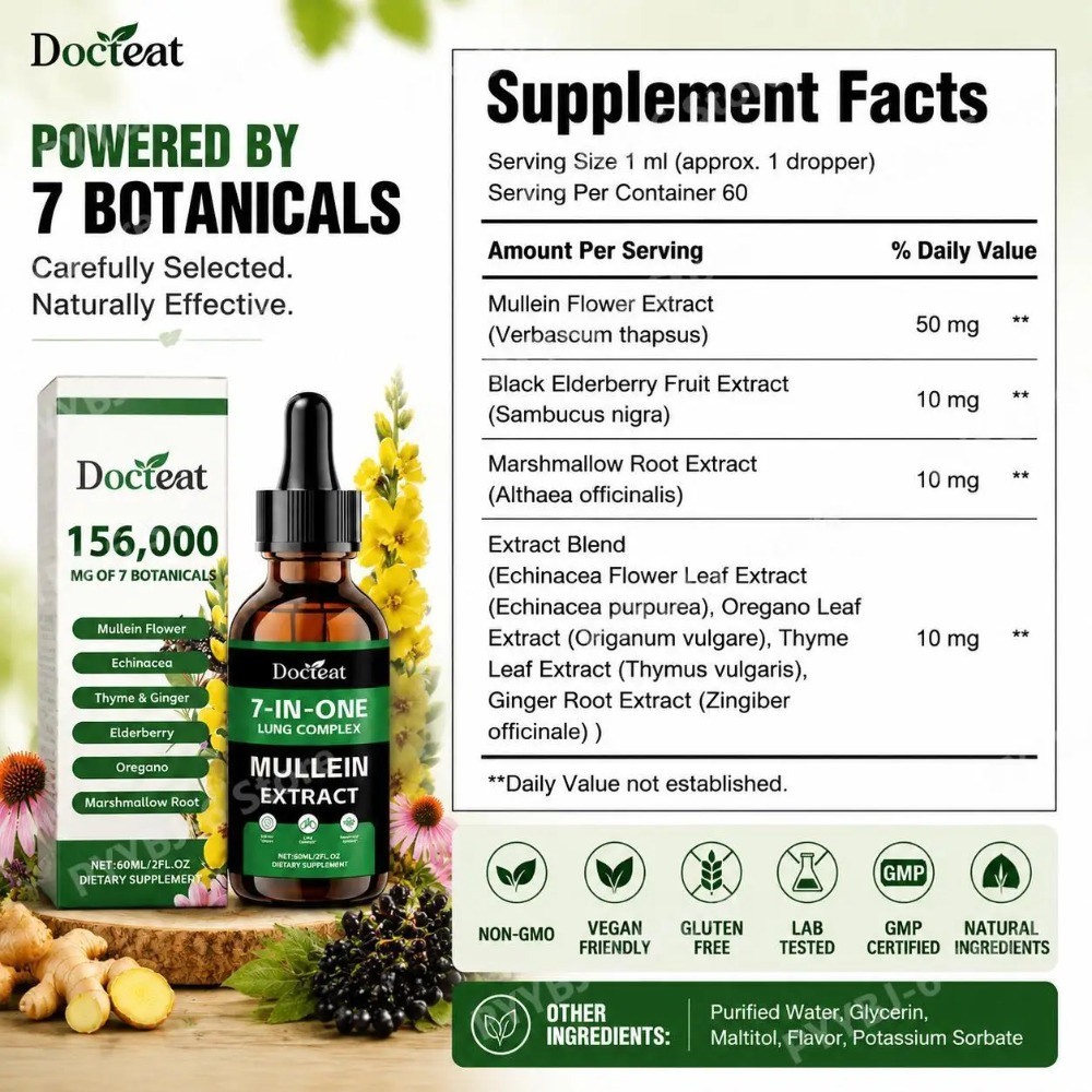 Docteat 7-in-1 Mullein Extract - đánh giá và giá Herbal Wellness For You