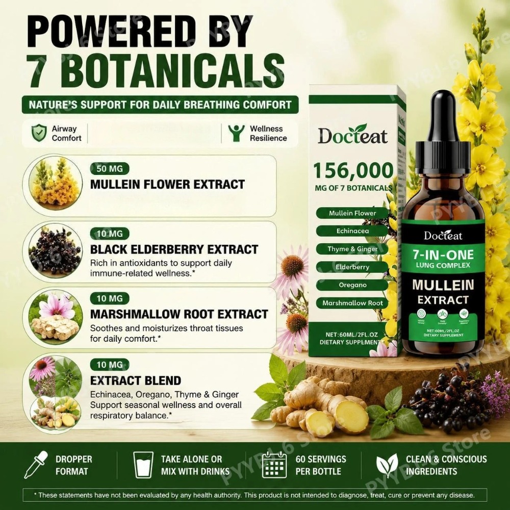 Docteat 7-in-1 Mullein Extract - đánh giá và giá Herbal Wellness For You